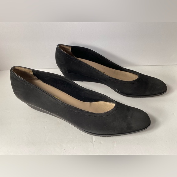 Vintage Salvatore ferragamo wedge pumps heels black 8 AAAA fits 7.5-8 - Picture 3 of 9